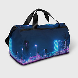 Сумки спортивные Неоновый ночной город - Светло-синий, цвет: 3D-принт