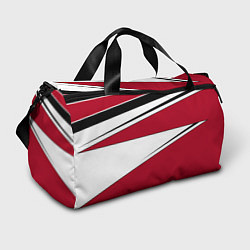 Сумки спортивные Красно черная геометрия на белом, цвет: 3D-принт