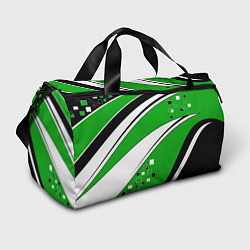 Сумки спортивные Абстрактный узор черно зеленый с белым, цвет: 3D-принт