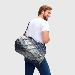 Сумки спортивные Абстрактное жидкое белое и синее стекло, цвет: 3D-принт — фото 2