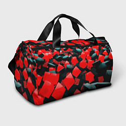 Сумки спортивные Черно красные кубы, цвет: 3D-принт