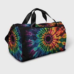 Сумки спортивные Радужный тай дай на темном фоне: арт нейросети, цвет: 3D-принт