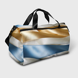 Сумки спортивные Золотые и голубые волнистые вставки на белом фоне, цвет: 3D-принт