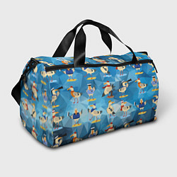 Сумки спортивные Паттерн чаек на полигональном синем, цвет: 3D-принт