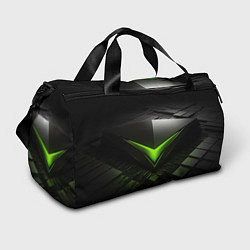 Сумки спортивные Зеленая яркая плашка на черном абстракция, цвет: 3D-принт