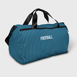 Сумки спортивные Синий с белым полосатый узор с надписью футбол, цвет: 3D-принт