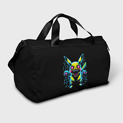 Сумки спортивные Pikachu and skeletons - neon glow ai art, цвет: 3D-принт
