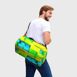 Сумки спортивные Зелёные кубы разломы, цвет: 3D-принт — фото 2