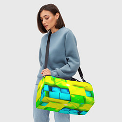 Сумки спортивные Зелёные кубы разломы, цвет: 3D-принт — фото 2