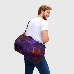 Сумки спортивные Красно-фиолетовые неоновые плиты в разломе, цвет: 3D-принт — фото 2