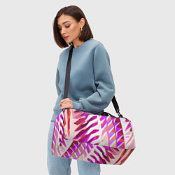 Сумки спортивные Бело-розовая абстракция, цвет: 3D-принт — фото 2