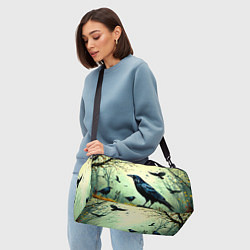 Сумки спортивные Черный ворон в осеннем лесу, цвет: 3D-принт — фото 2
