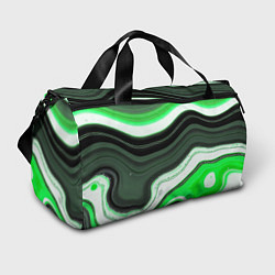 Сумки спортивные Волнистые горизонтальные чёрно-зелёные полосы на б, цвет: 3D-принт
