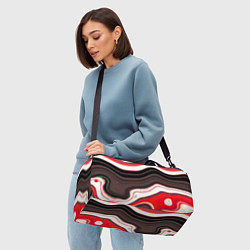 Сумки спортивные Волнистые горизонтальные чёрно-красные полосы на б, цвет: 3D-принт — фото 2