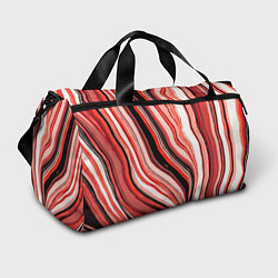 Сумки спортивные Волнистые вертикальные чёрно-красные полосы, цвет: 3D-принт
