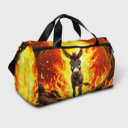Сумки спортивные Ослик в огне, цвет: 3D-принт