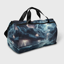 Сумки спортивные Шторм на море - сверкание молний, цвет: 3D-принт