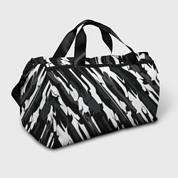 Сумки спортивные Разводы белым на черном, цвет: 3D-принт