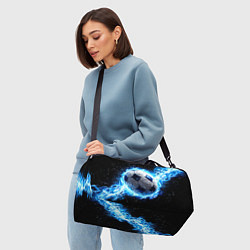Сумки спортивные Футбольный мяч в синем пламени, цвет: 3D-принт — фото 2