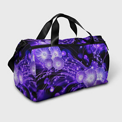 Сумки спортивные Силуэты цветов на темном фоне - фиолетовое свечени, цвет: 3D-принт