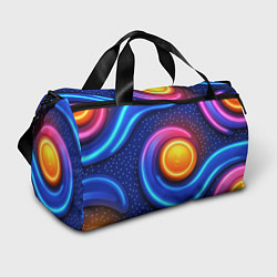 Сумки спортивные Оранжевый круг и голубые линии текстура, цвет: 3D-принт