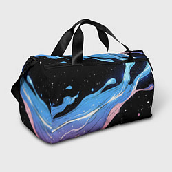 Сумки спортивные Синяя волна на черном - текстура, цвет: 3D-принт
