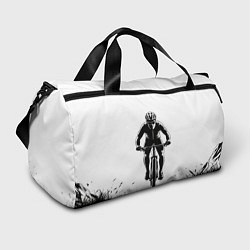 Сумки спортивные Велосипедист чб, цвет: 3D-принт