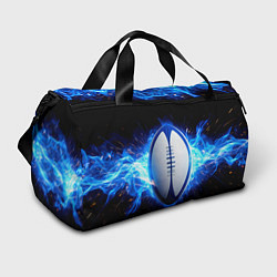 Сумки спортивные Мяч для регби в синем пламени, цвет: 3D-принт