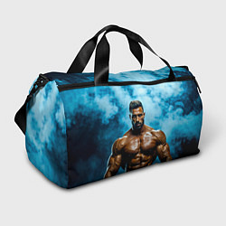 Сумки спортивные Бодибилдер в синем дыму, цвет: 3D-принт