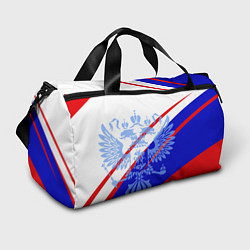 Сумки спортивные Герб на фоне цветов флага бело-сине-красный, цвет: 3D-принт