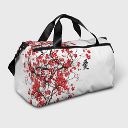Сумки спортивные Сакура с иероглифом Любовь, цвет: 3D-принт