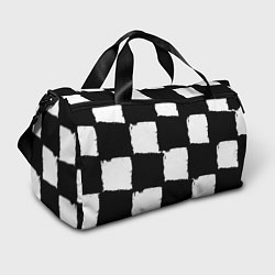 Спортивная сумка Черные квадраты в виде шахматной доски