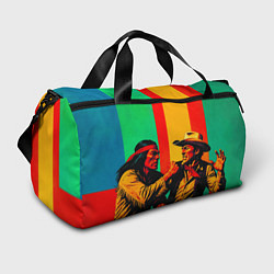 Сумки спортивные Ковбой против индейца поп-арт, цвет: 3D-принт