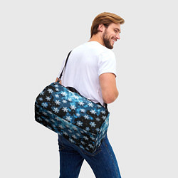 Сумки спортивные Стилизованный паттерн со снежинками тёмно-синий, цвет: 3D-принт — фото 2