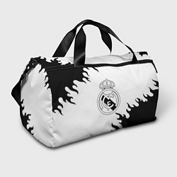 Сумки спортивные Реал Мадрид черный огонь, цвет: 3D-принт