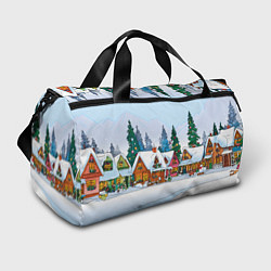 Сумки спортивные Новогодник дворик, цвет: 3D-принт