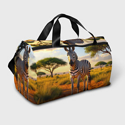 Сумки спортивные Зебра в саванне, цвет: 3D-принт
