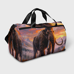 Сумки спортивные Шерстистый мамонт в горах, цвет: 3D-принт