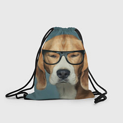 Рюкзак-мешок Бигль в очках, цвет: 3D-принт
