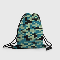 Рюкзак-мешок Камуфляж пиксельный: голубой/черный, цвет: 3D-принт