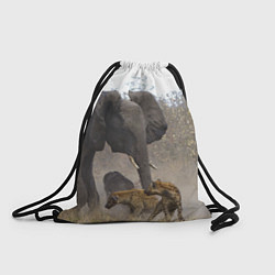 Рюкзак-мешок Гиены охотятся на слона, цвет: 3D-принт
