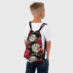 Рюкзак-мешок Красные и белые розы, цвет: 3D-принт — фото 2