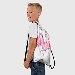 Рюкзак-мешок Фламинго розовый на белом, цвет: 3D-принт — фото 2
