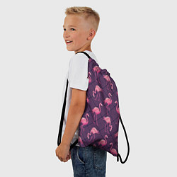 Рюкзак-мешок Фиолетовые фламинго, цвет: 3D-принт — фото 2