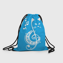 Рюкзак-мешок Котик Меломан голубой, цвет: 3D-принт