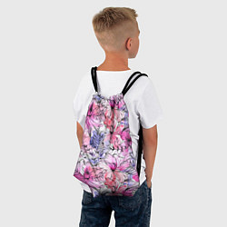 Рюкзак-мешок Акварельные цветы, цвет: 3D-принт — фото 2