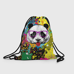 Рюкзак-мешок Панда хипстер в брызгах краски, цвет: 3D-принт