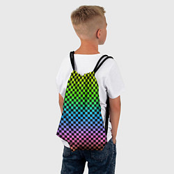 Рюкзак-мешок РАДУЖНАЯ ШАХМАТКА, цвет: 3D-принт — фото 2