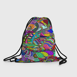 Рюкзак-мешок Дудлы узор разноцветный хиппи, цвет: 3D-принт