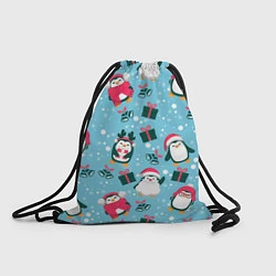 Рюкзак-мешок Новогодние Пингвины, цвет: 3D-принт